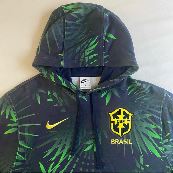 Nike Brazil National Team Hoodie Men M Soccer Tropical Leaves Football - Picture 4 of 15